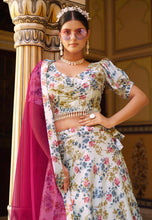 White silk floral Lehenga