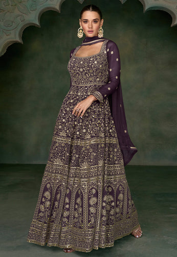 Janisha readymade - purple georgette anarkali