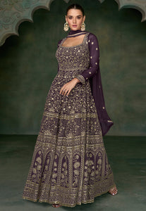 Janisha readymade - purple georgette anarkali