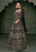Janisha readymade - black georgette anarkali