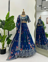 Blue floral georgette Lehenga