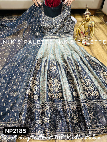 Niks - grey and blue silk gown