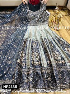 Niks - grey and blue silk gown