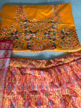 Orange and yellow organza digital print lehenga