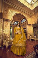 Royal collection - lino silk and satin ruffle style lehenga in dusty golden