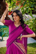 Pure chanderi and zari Lehenga in hot pink (skirt stitched)