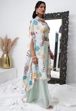 Mint green floral vibe palazzo set readymade