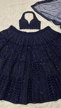 Midnight blue sequinned partywear Lehenga