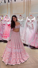 Pastel pink silk Dori work lehenga
