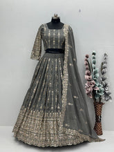 Silvery grey georgette Lehenga