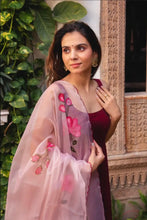 Maroon chinon anarkali readymade