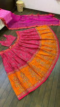 Pink and orange bandhani look Lehenga