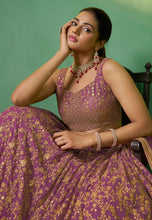 Arna collection - purple and gold floral georgette Lehenga
