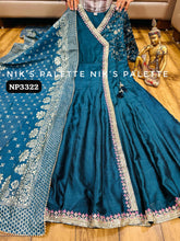 Niks collection - blue angrakha silk gown (plus size option)