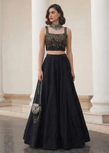 Soft silk Indo western black Lehenga with pocket