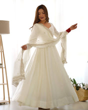 Off White Roman silk anarkali set readymade