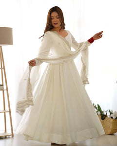 Off White Roman silk anarkali set readymade