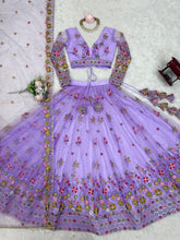 Light purple floral and sequins net Lehenga
