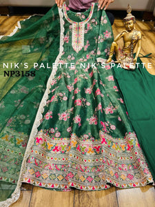 Niks - Sabyasachi inspired green floral anarkali