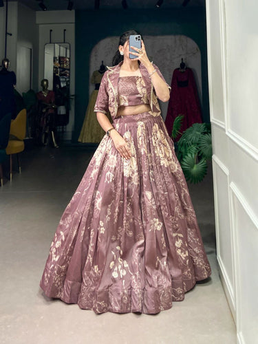 Tussar silk floral print with Koti