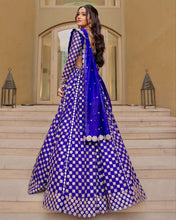 Royal blue foil mirror work Lehenga