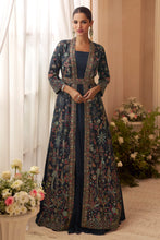 Navy blue gown with jacket and belt