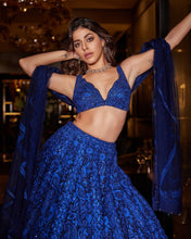Royal blue sequinned partywear Lehenga