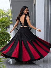 Black and red cotton Indo western lehenga