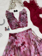 Violet digital print floral Lehenga - readymade