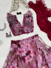 Violet digital print floral Lehenga - readymade