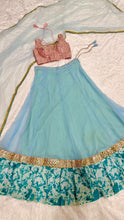 Sea green and pink glitter Lehenga