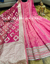 Niks collection - pink shimmer tissue anarkali (plus size option)