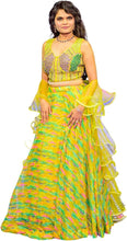 Boutique collection - bright abstract Lehenga with ruffle dupatta
