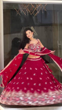 Red georgette floral embroidered Lehenga