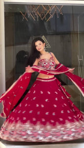 Red georgette floral embroidered Lehenga