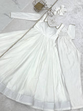 Roman silk chanderi anarkali in off white