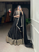 Black embroidered Lehenga (skirt stitched)