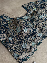 Teal blue ready draped Lehenga saree