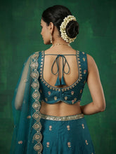 Teal chinon embroidered Lehenga