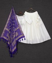 Pure cotton white readymade Lehenga with original bandhej