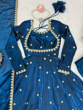 Royal blue anarkali in fendi silk