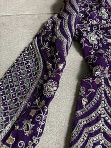 Purple palazzo set with mirror work jacket