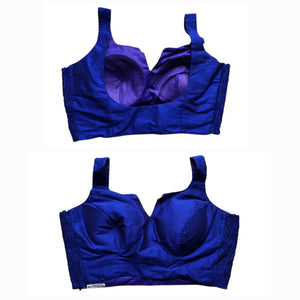Sweetheart style V neck design in  royal blue blouse