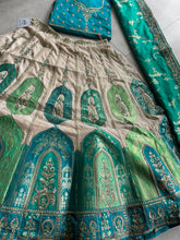 Serenity vol 4 - cream and green jacquard silk Lehenga