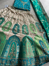 Serenity vol 4 - cream and green jacquard silk Lehenga