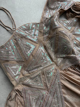 Beige gold chinon silk gown