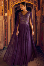 Purple Indo western stylish anarkali gown