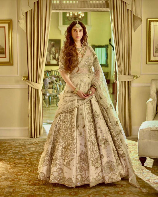 Classic Lehenga - Ivory and gold silk Lehenga