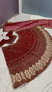 Rangoon silk red and gold Lehenga