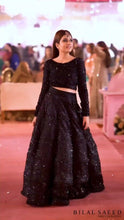 Black velvet sequinned Lehenga
